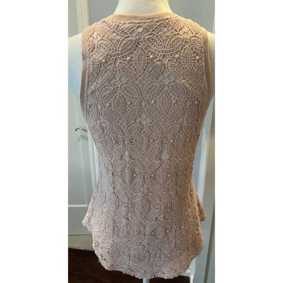 Sundance Sleeveless Top With Crochet Overlay Blush Women's Size Small - Picture 3 of 12